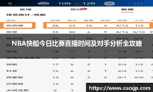 NBA快船今日比赛直播时间及对手分析全攻略